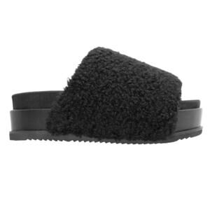 NEW ROAM women's fuzzy platform slide in black